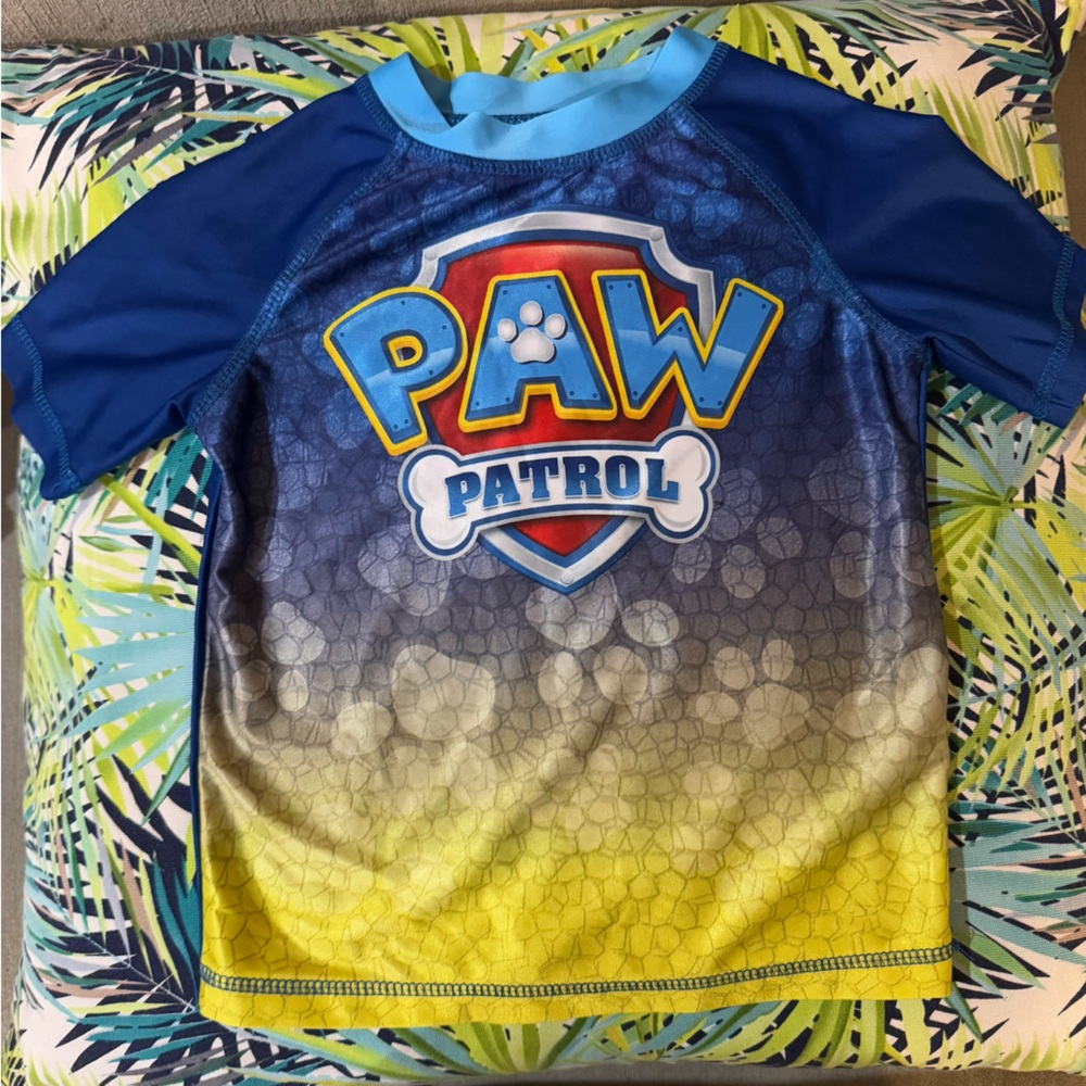 Paw Patrol logo shirt rashguard swim toddler t-shirt size 3T